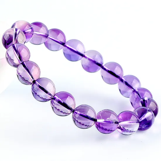 Healing Artisan Jewelry Round Bolivia Purple Quartz Chakra Crystal Amethyst Beaded Bracelet