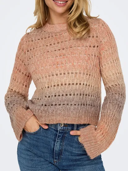 Pink Knit Women Pullover Sweater for Summer 