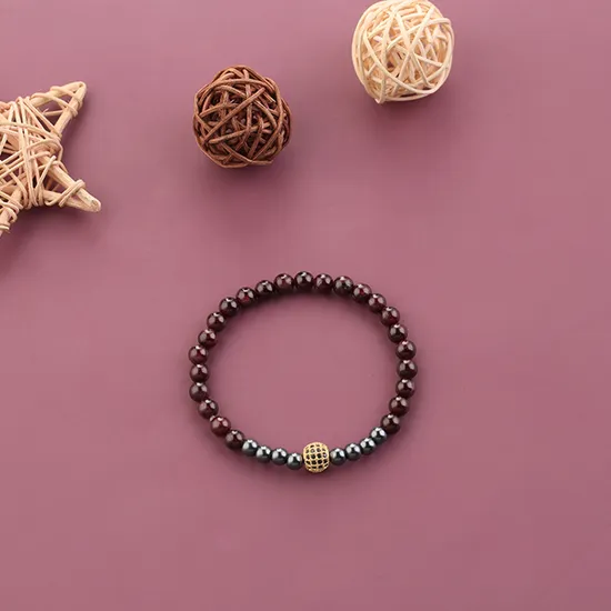 Retro and Elegant Literary Style Red Agate Beaded Women′ S Bracelet 