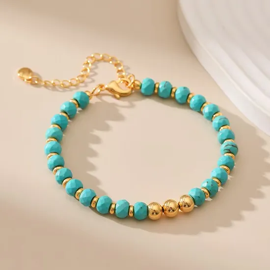 Fashion Jewelry Beaded Natural Turquoise Gift Gemstone Beads Bracelet Bohemian Style 