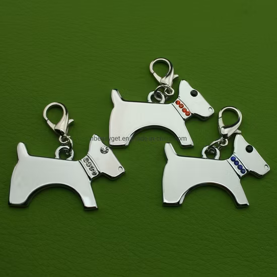 Pet Cute Tag Dog Shape Rhinestone Pendant Bling Charm Tag Dog Accessories Esg16529