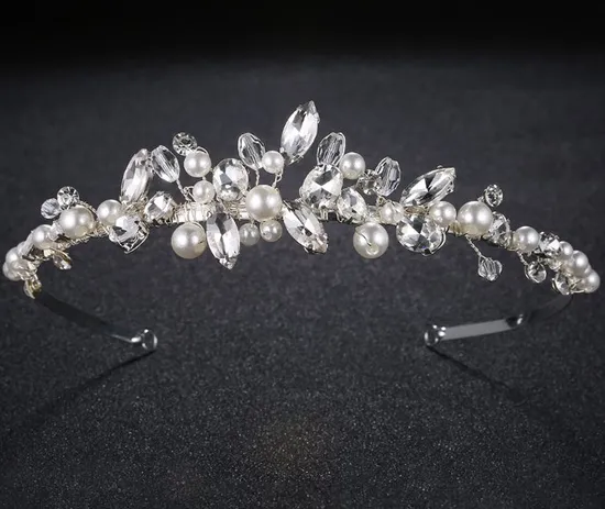 Bridal Wedding Rhinestone Pearl Headband Tiara Hair Accessories for Brides 