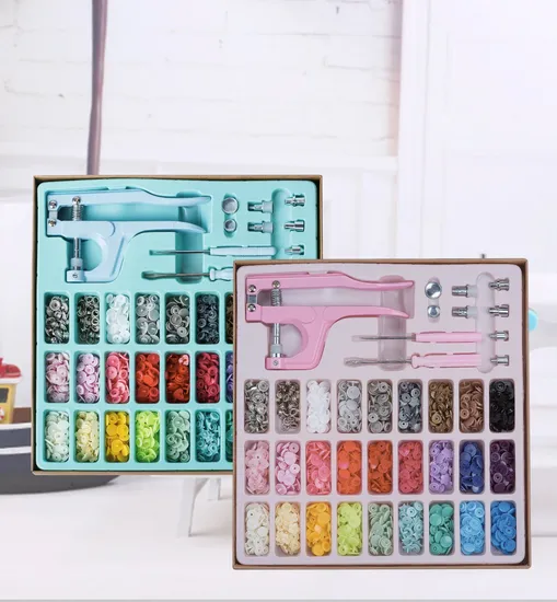 Shirt Resin Snap Fastener Set Colorful Metal Plastic Snap Buttons with Tools 