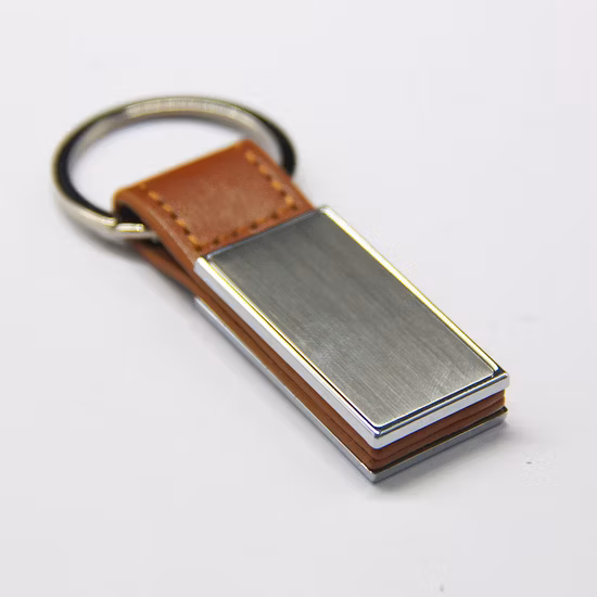 China Factory Custom Logo Fashion Charm Various Shapes of Leather Metal Keychain