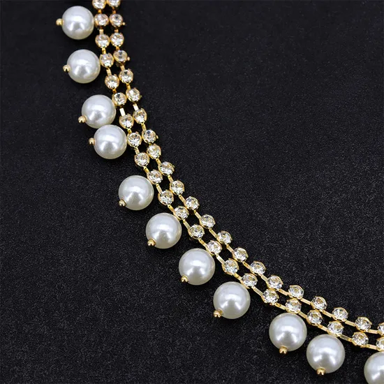 Small Pearl Rhinestone Chain Sandals Clothes Fur Decorative Chain DIY Jewelry Accessories Bags and Other Hand