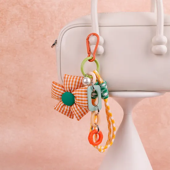 Fashion Flower PU Keychain Key Holder Cute Leather Charms for Bags Purse 