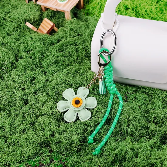 Handmade Leather Tassel Bag Charm with Pendant for Purses 