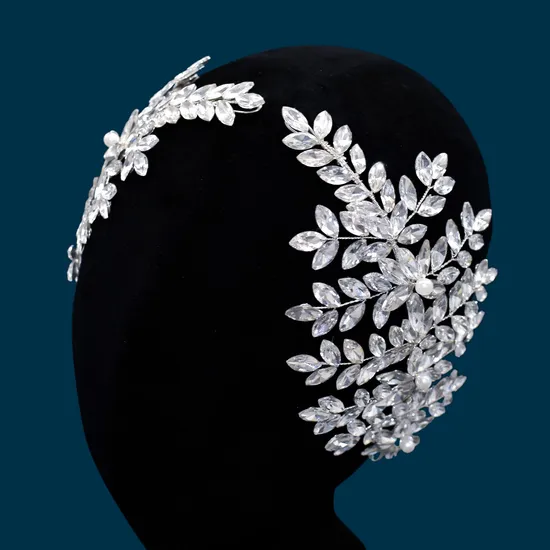 Fashion Alloy 3D Flower Crystal Dress Accessories Rhinestone Wedding Headwear for Clothes Dresses Hairband 