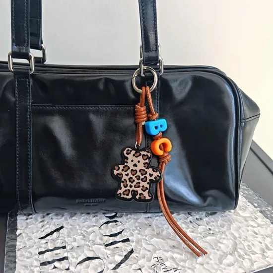 High Quality New Leather PU Handbag Charm Handmade Rope Chain Sun Keychain 