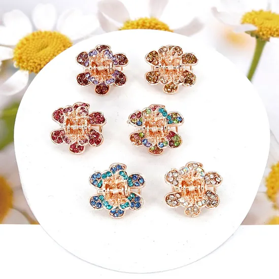 Small Flower Grabbing Rhinestone Hair Accessories Children′s Small Bangs 